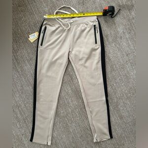 Beige Jogger Pants with Black Side Stripes
